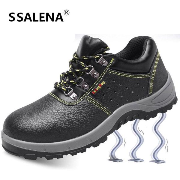 

boots mens labor insurance leather male vintage style puncture proof shoes men insulation walking fashion footwear 51608, Black