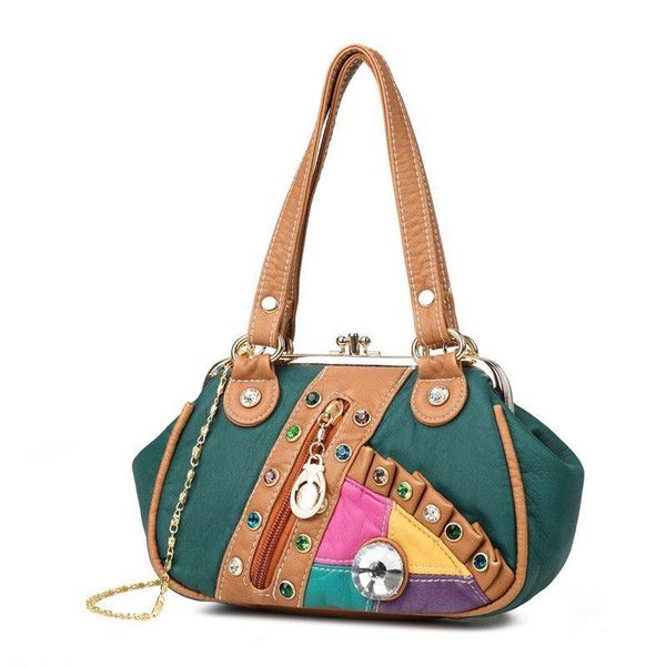 

washed leather mother bag japanese soft shoulder double clip spout lightweight woman retro bags