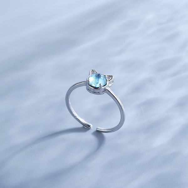 

wedding rings large antique cute jewelry cat shape moonstone for women flower beads water drop white stone ring female anillos mujer, Slivery;golden