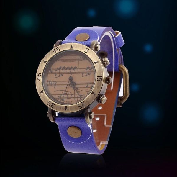 

wristwatches musical notes wristwatch retro bronze waterproof quartz wrist watch xin-, Slivery;brown