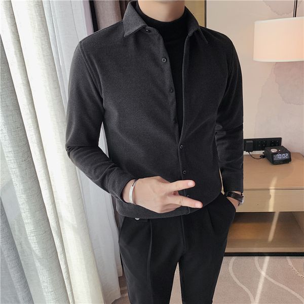 

men's casual shirts primavera nova fake-2pieces camisas grossas dos homens de manga longa slido todos os jogo fino ajuste senhores blus, White;black