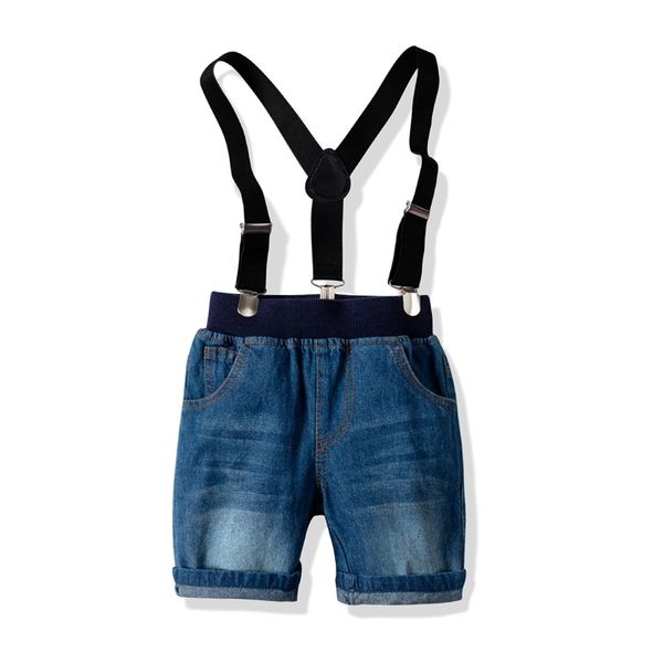

children's jeans boys' suspender 2020 summer new casual shorts, Blue