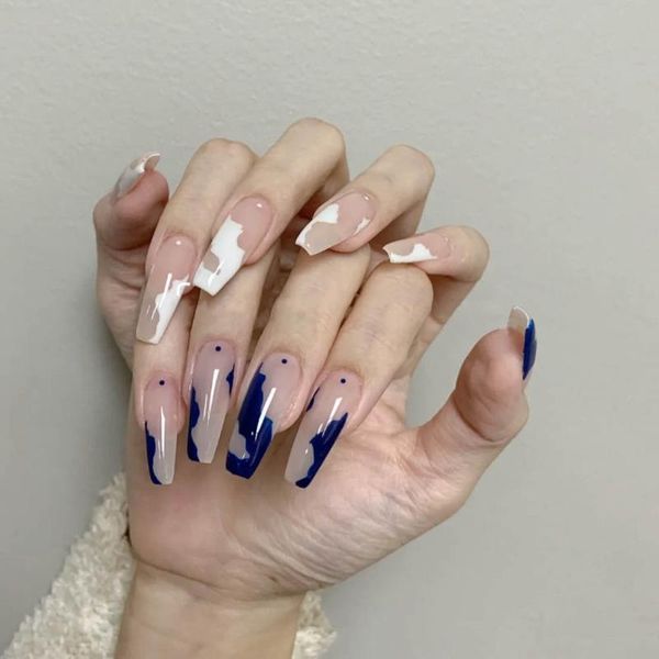

nail gel 24pcs nude patch removable glue type fashion manicure false wearable nails gifts for girls, Red;pink