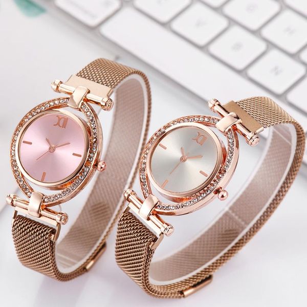 

wristwatches christmas gift women magnet buckle oval shape diamond watches ladies luxury female clock zegarek damski, Slivery;brown