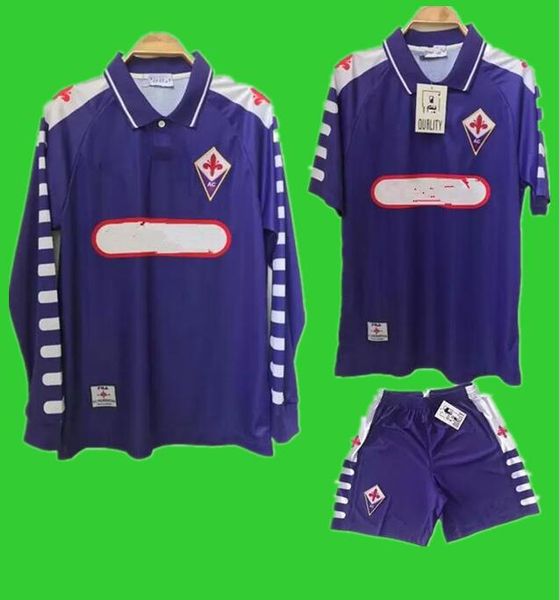

1998 1999 retro fiorentina long sleeve soccer jerseys batistuta rui costa 98 99 florence away shirt camisas de futebol shorts, Black;yellow