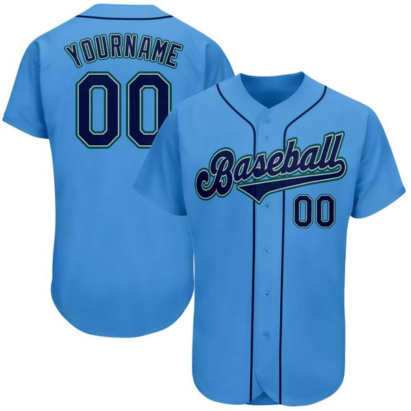 Custom Puder Blue Navy-Aqua Authentic Baseball Jersey