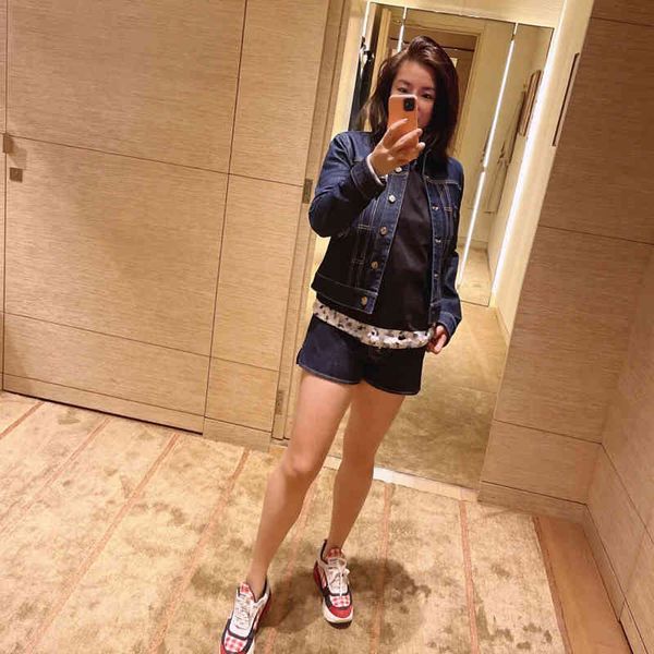 

short 2021 Spring Collection Luxury Quality 100% Cotton Denim Ready to Wear Two Piece Set, White;black
