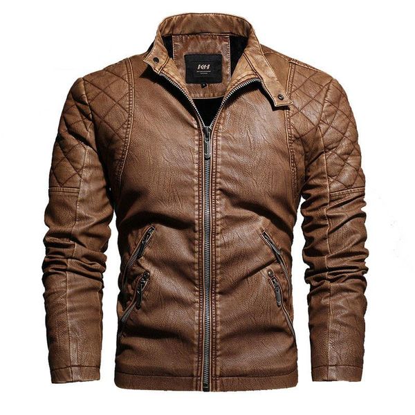 

winter motorcycle leather jacket men fashion zipper society faux clothing streetwear men's jackets, Black;brown