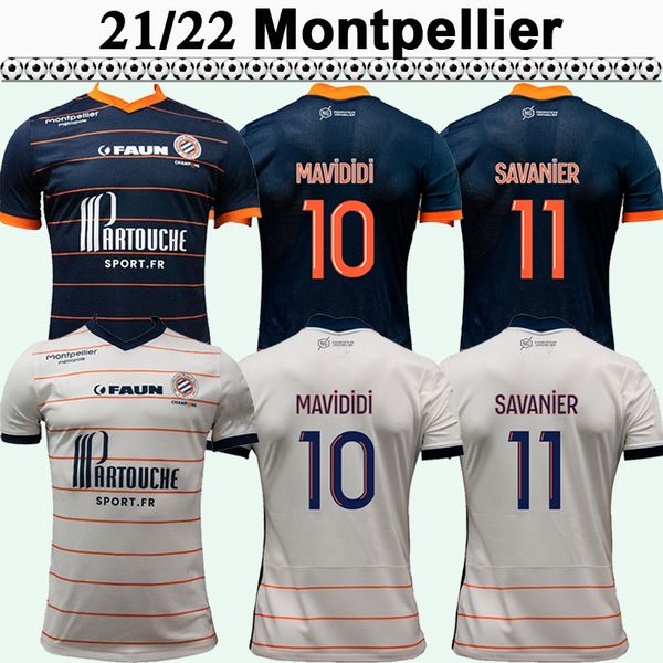 

2021 2022 montpellier hsc savanier mollet mens soccer jerseys wahi crd mavididi ristic home away football shirt short sleeve, Black;yellow