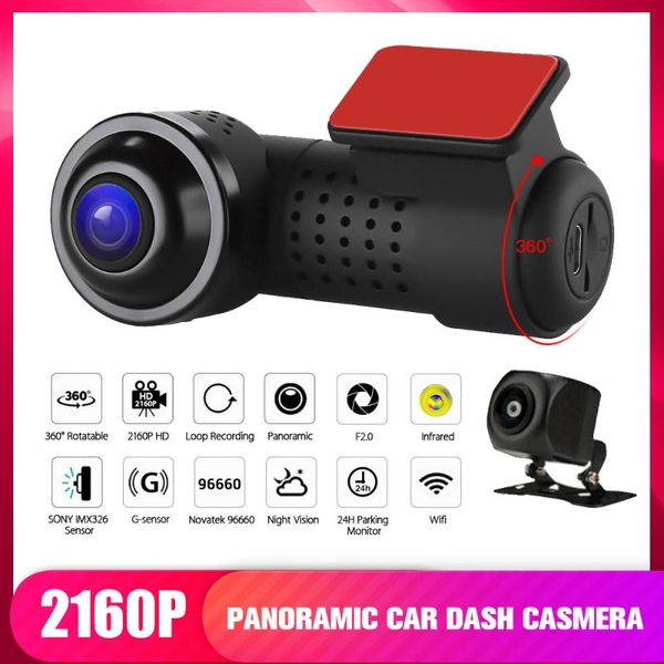 

for sony imx335 car dvr 4k full hd wifi dual camera dash cam 24 hours parking monitoring night vision registrar 360Â° rotation dvrs