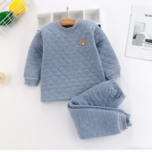 

autumn winter pajamas for children plus velvet thickening housecoat set warm leisure home boys outfit cute girls clothes, Blue;red