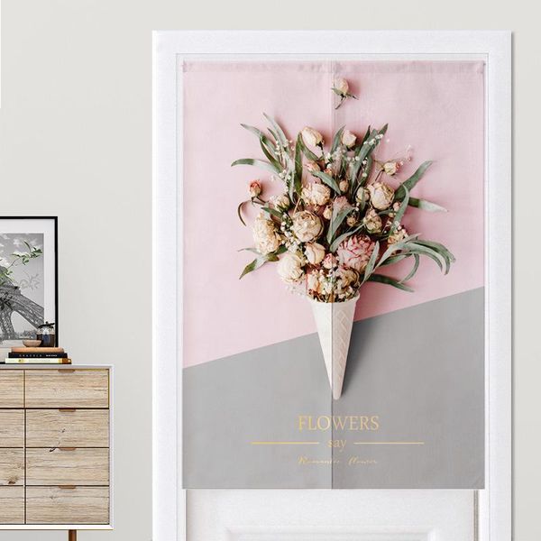 

curtain & drapes pink rose pattern decorative half bedroom partition bathroom feng shui noren