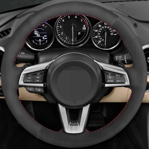 

steering wheel covers diy black faux leather braid car cover for mx-5 2021