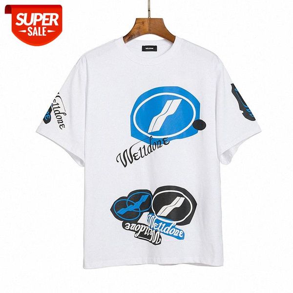 

we11done short foam printed oversized sleeve t-shirt #e85x, White;black