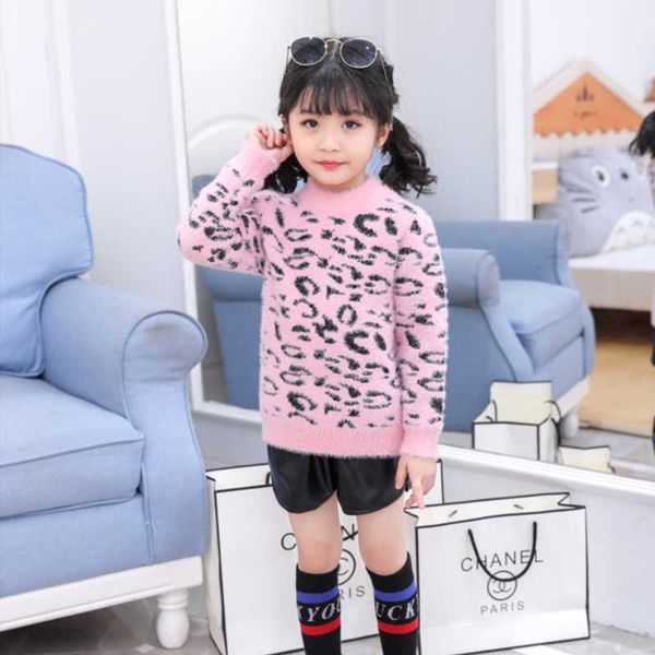 

girls sweater kids baby's coat outwear 2021 leopard plus velvet thicken warm winter autumn knitting pure cotton children's y1024, Blue