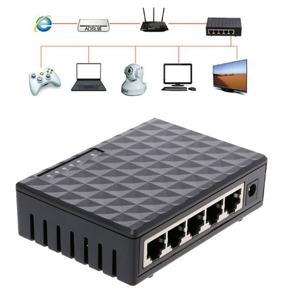 

hubs omeshin rj45 mini 5-ports fast ethernet network black switch hub for deskpc eu