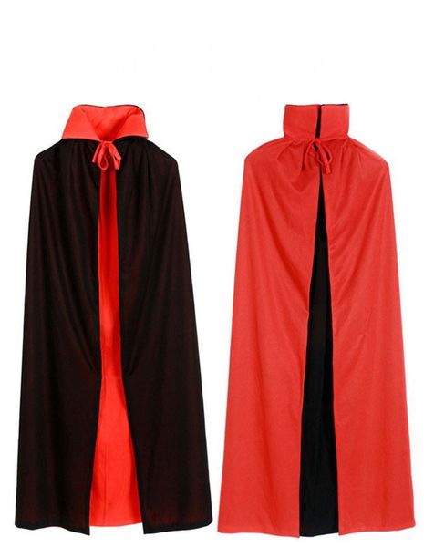 

halloween costume for men woman kids girl boy red black witch vampire long cloak hooded, Black;red