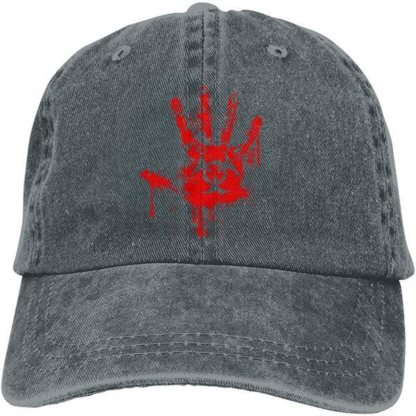 

ball caps bloody handprint biohazard soft casquette cap vintage adjustable baseball, Blue;gray