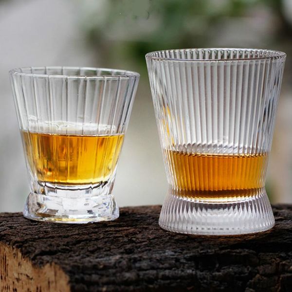 

100-175ml boutique vintage whiskey wine glass piano with vertical stripes design japan classical s vodka tasting cup glasses