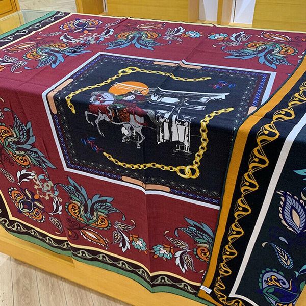 

scarves 50% cashmere silk scarf women fashion boho style double-sided horse paisley shawl stole large kerchief hijab 135*135cm, Blue;gray