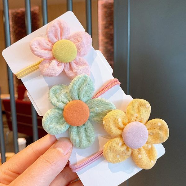 

hair accessories girls simple flower ties headdress baby cute does not hurt the rubber band for children fashion, Slivery;white