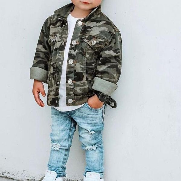 

jackets toddler baby boys autumn camouflage jacket camo lapel long sleeve button-down casual shirt coat for kids 1-6 years army green, Blue;gray