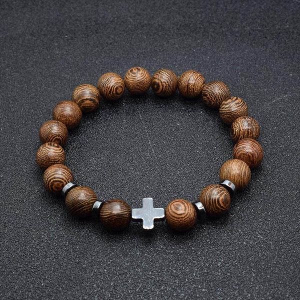 

link, chain beads bracelets mens black natural stone cross on hand stainless steel simple green bracelet male accessories
