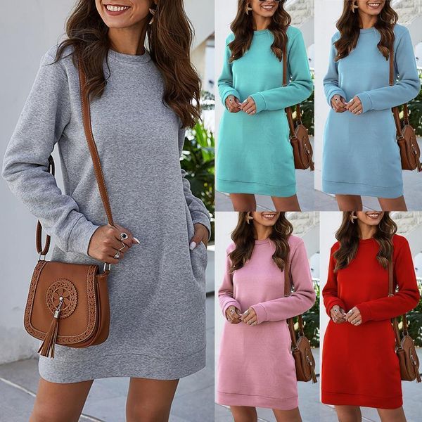

arrival style winter dress for women sweatshirts solid color long sleeve personality loose casual, Black;gray