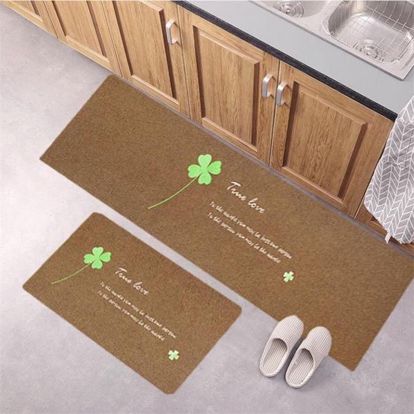 

carpets kitchen mat modern anti-slip four-leaf clover printed carpet outdoor corridor long doormat rug balcony bathroom bath