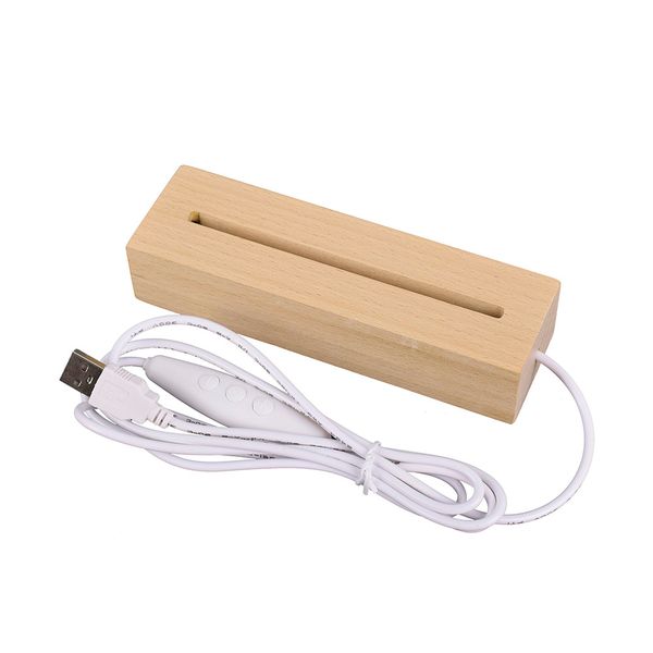 

new wood rectangle night light wooden base for 3d acrylic plate led lamp