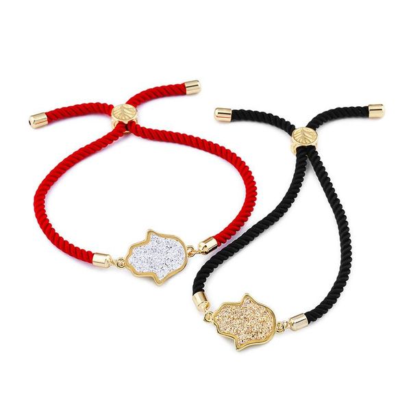

fashion red rope drawn lady crystal bracelet link, chain, Black