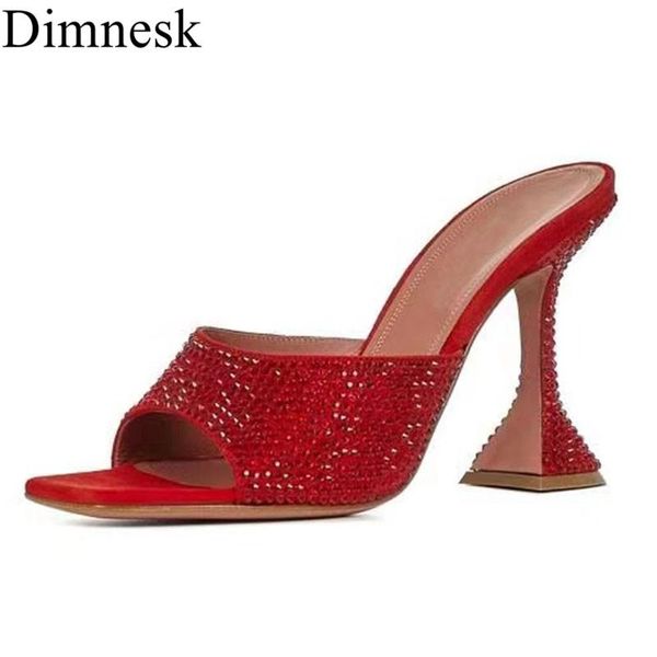 

bling crystal cup high heel slippers women red peep toe luxury rhinestone sandals summer party dress shoes for ladies, Black