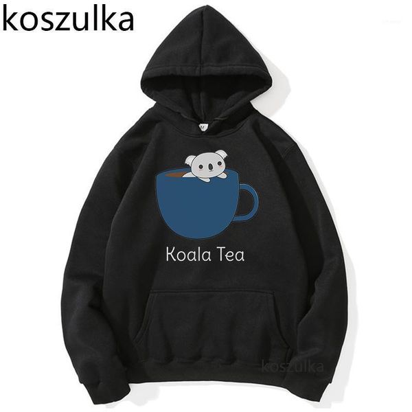 

koala hoodies men anime kawaii cartoon pullovers hoodie aesthetic harajuku hip hop oversized casual male streetwear hooded men's & swea, Black