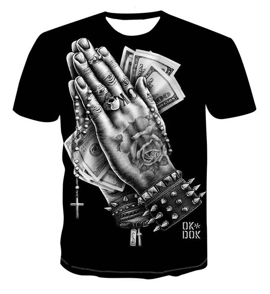 

men's t-shirts european and american t-shirt, creative two-handed painting, 3dt shirt, digital printing short sleeve ae833 etzc, White;black