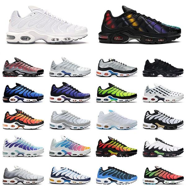 

tn plus 3 mens running shoes triple white black multi hyper blue voltage purple scream green men women trainer sports sneakers size 36-45