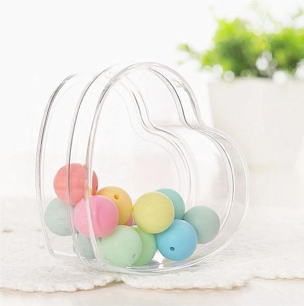 Confezione regalo 12 pezzi Scatola di caramelle di plastica trasparente a forma di cuore Bomboniere e regali di nozze trasparenti Decorazione per feste di eventi