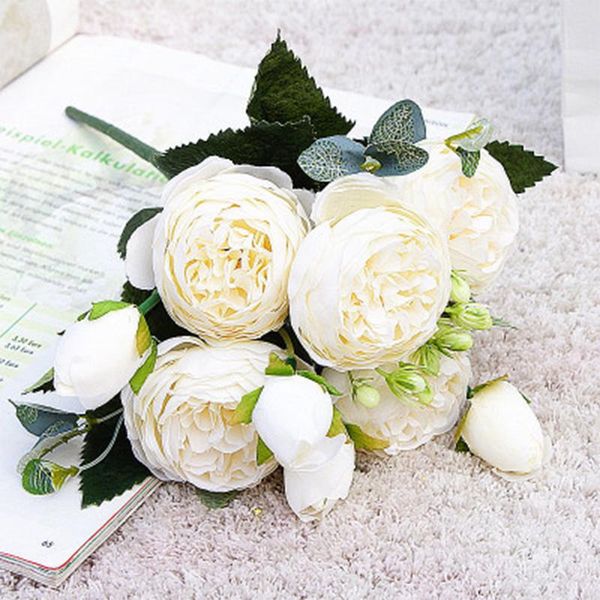 

decorative flowers & wreaths 1 bundle silk rose bouquet home decoration accessories wedding party scrapbook fake plants diy pompons artifici