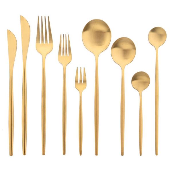 

dinnerware sets jankng gold cutlery set golden spoons forks knives flatware stainless steel matte dinner silverware