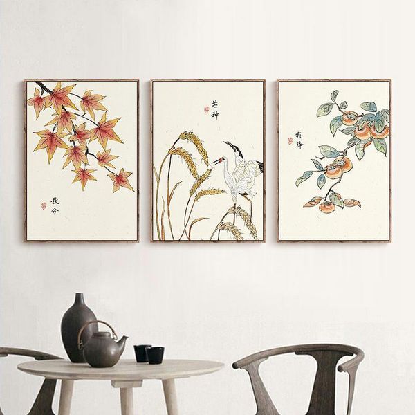 

paintings original chinese wall art canvas painting 24 kinds of festivals poster and print picture for living room aisle studio home decor