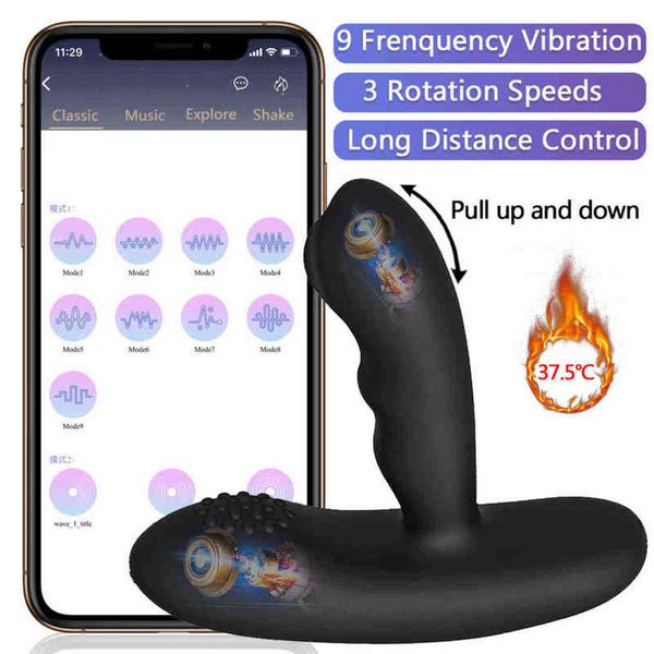 NXY Sex Analspielzeug Prostata-Massagegerät Vibratoren APP-Steuerung Vibrierender Butt Plug Spielzeug für männliche Erwachsene Silikonstimulator Shop 1207