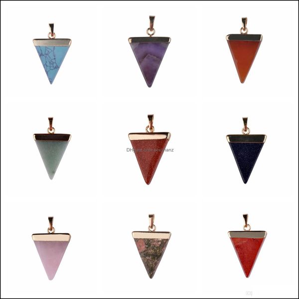 

necklaces & pendants natural pendant female crystal quartz healing point chakra gemstone gold-plated triangle necklace stone treasure jewelr, Silver