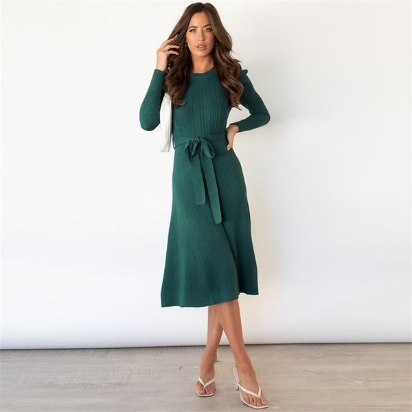 

autumn winter bubble long sleeve knit dres's 2022 temperament thin high waisted big swing base sweater 211220, Black;gray