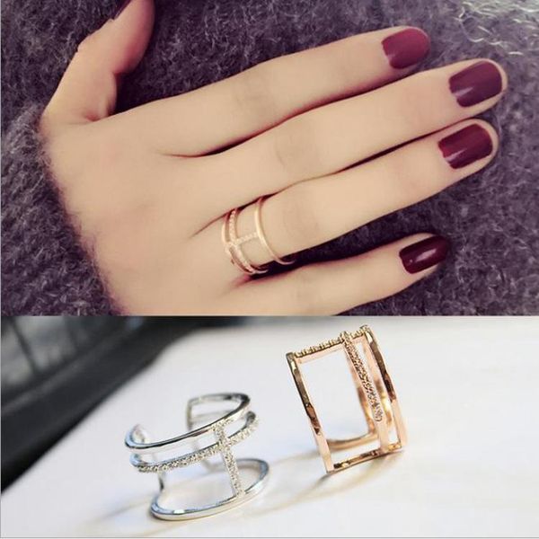 

wedding rings charming romantic crystal layer chains for women men jewelry adjustable size christmas gift dropship 2021, Slivery;golden