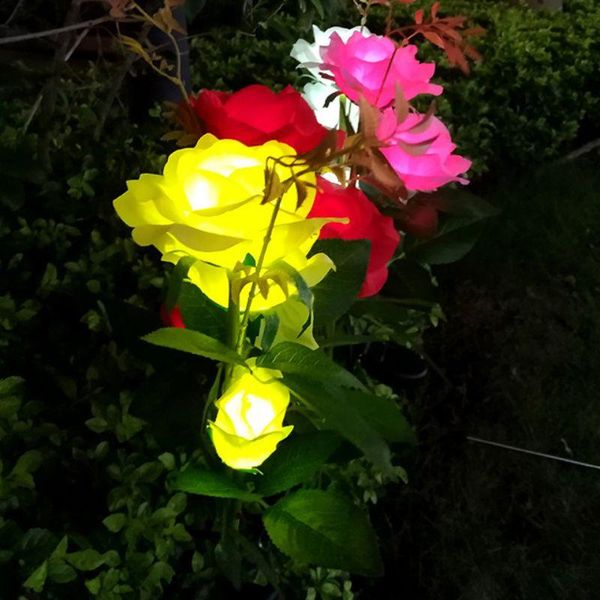 

outdoor solar powered led rose home garden flower light lamp yard lawn pathway party decoration landscape