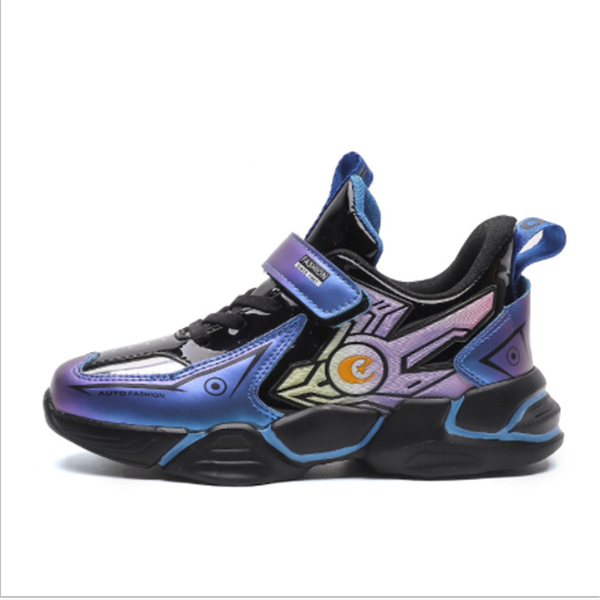 

spring autumn leather sneakers fashion boys cartoon mech running sport shoes comfortable light all-match casual athletic & outdoor, Black