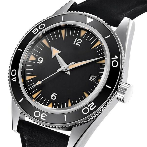 

wristwatches miyota military men watch sapphire luminous automatic sterile dial sport male clock leather mechanical wristwatch, Slivery;brown