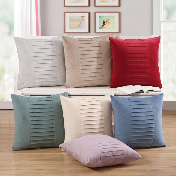 

pillow case linen cotton pillowcase pleated car sofa cushion cover solid color office simple decorate