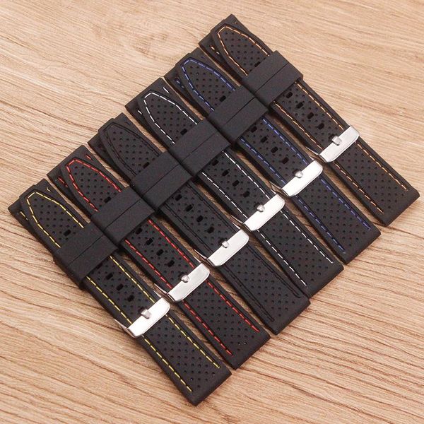 

watch bands accessories silicone strap 20mm 22mm 24mm pin buckle outdoor sports men's and ms band, Black;brown