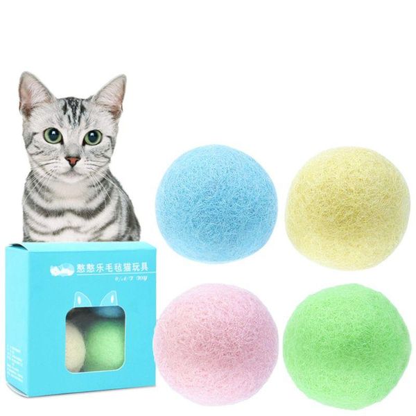 

wool felt ball toys for cats kittens colorful eco-friendly cat teaser bell balls
