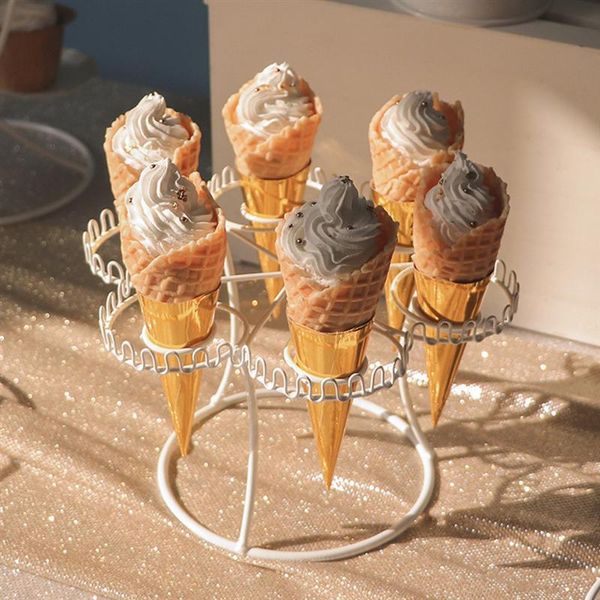

other event & party supplies 1pc ice cream cone metal rack european style crispy holder shop bar dipslay